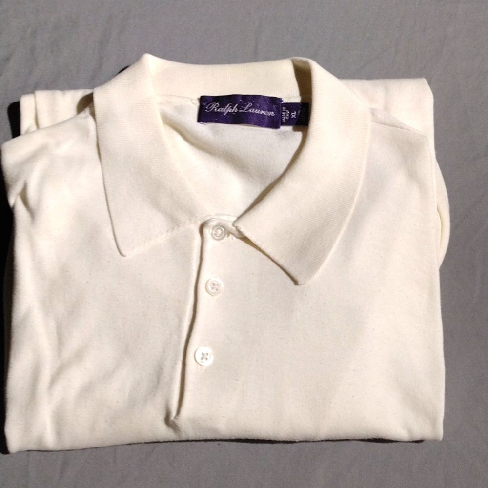 Ralph Lauren Purple Label cream 3 button long sleeve pullover